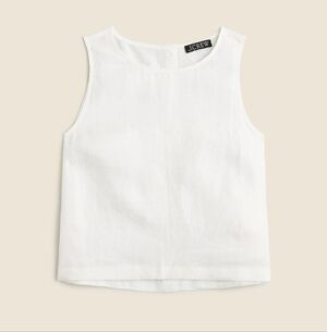 White Maxine button-back Linen top By J Crew